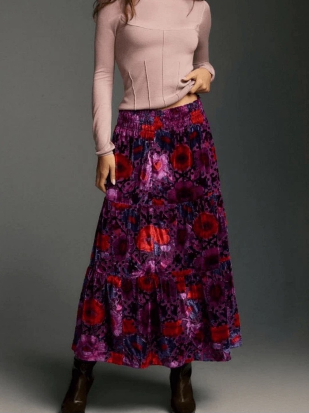 Anthropologie The Somerset Maxi Skirt Nina Pace Velvet Edition size Large